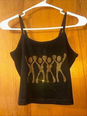 Black Rhinestone Stick-Figure Camisole - Women’s Sparkle Tank